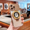 thumbnail image 2 of Magnetic Stand for iPhone 16 Plus Case, [Compatible with Magsafe] [Built-in Ring Kickstand] Sparkly Glitter Bling Cute Bumper Shockproof Slim Clear Logo View Phone Case for Women Girls, Gold, 2 of 7