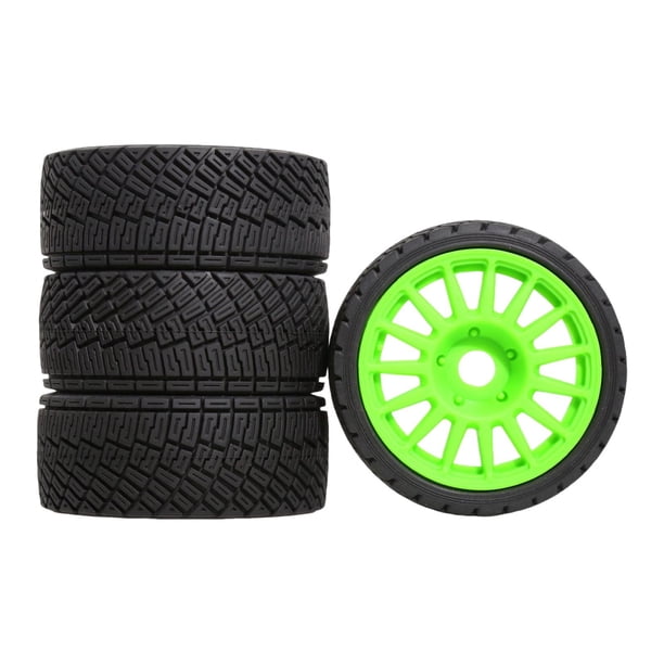 4x Ruedas Neumáticos Portátil Alto Rendimiento Ligero Modelo DIY Repuestos Fácil Hexágono verde