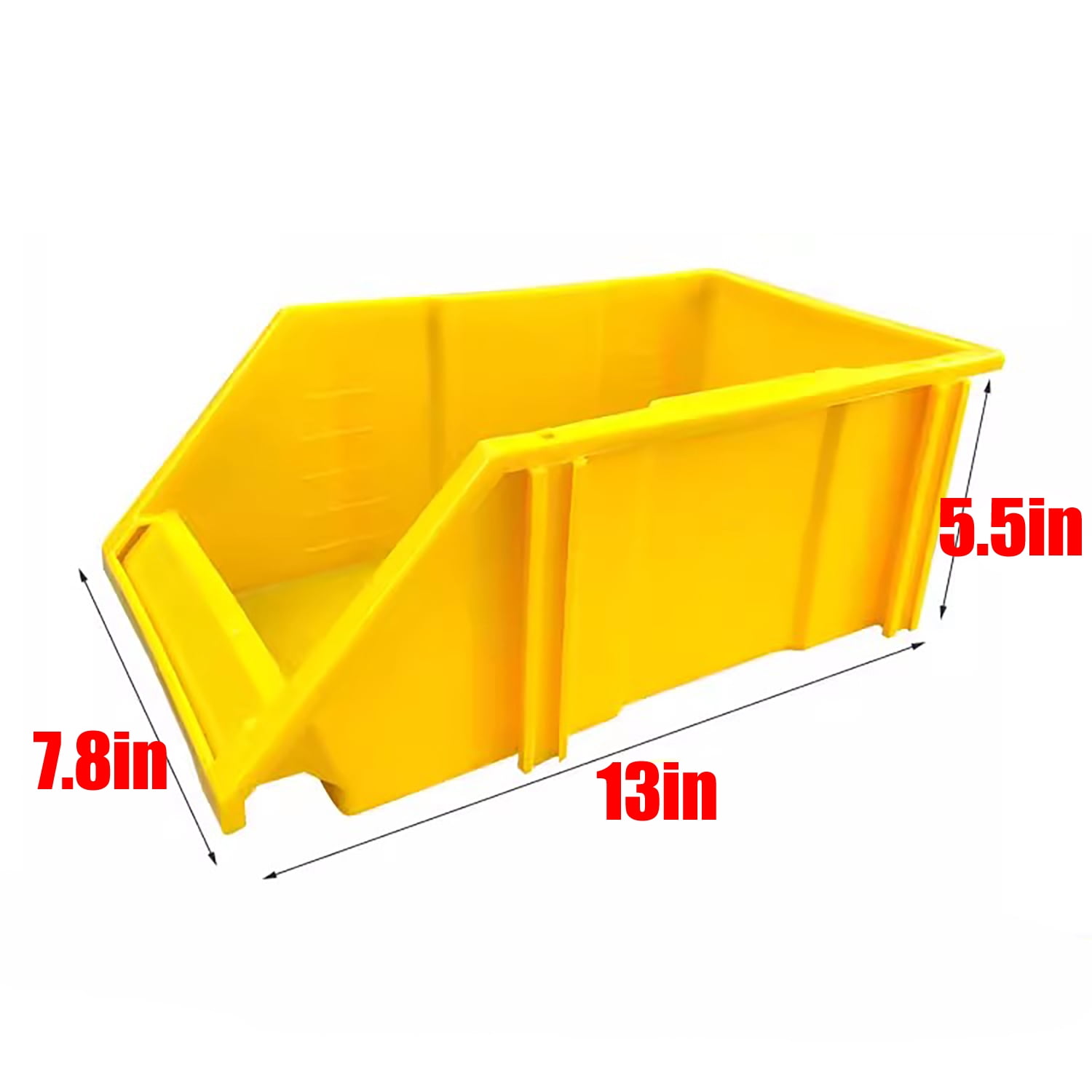 Yellow 2 Pcs Garage Storage Tool Bin Plastic Hanging Stacking Stackable Organizer Storage Rack for Hardware Tools Organization Workshop Parts 13.5 x 7.8 x 5.5 Inch