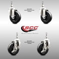 thumbnail image 2 of 4 Inch 316SS Hard Rubber Wheel Swivel 10mm Threaded Stem Caster Set 2 Brakes, 2 of 2