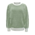 thumbnail image 4 of ManxiVoo Chandail Côtelé Grande Taille Manches Longues Col Rond Décontracté Confortable pour Femmes Taille TG Vert, 4 of 4