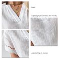 thumbnail image 4 of Camisa casual para mujer, cuello en V, color sólido, manga corta, costura de encaje, elegante top de verano para uso diario, 4 of 5