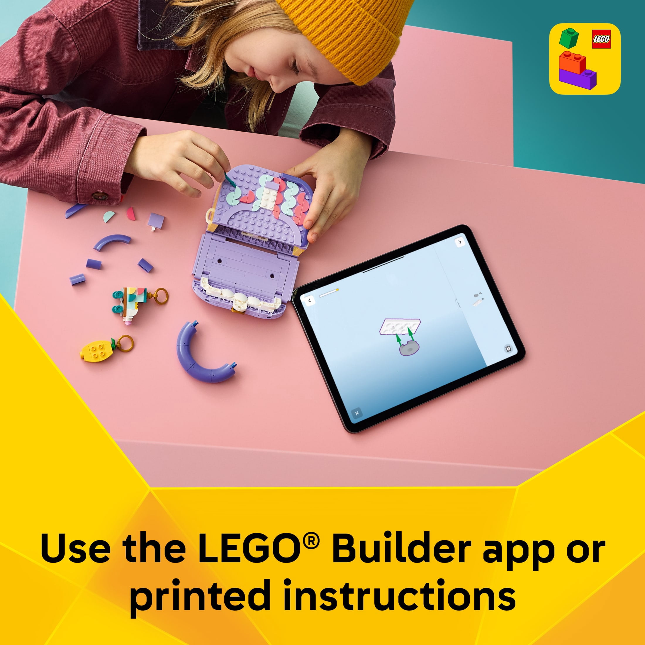 LEGO Creator 3 in 1 Art Fashion Bag with Storage - Building Toy for Girls & Boys, Ages 8+ - Includes 3 Building Options - Kids Bedroom, Book Shelf or Desk Decor - Gift for Birthdays - 31391