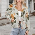 thumbnail image 3 of Jackets for Women Winter Coat Jackets Flannel Stand Collar Jacket(Elegant Floral Pattern Grey Background Orange Roses,Size:S-4XL), 3 of 7