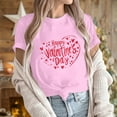 thumbnail image 6 of asdoklhq Funny Valentine's Day Tees for Women Women's Casual Round Neck Short-sleeved Christmas Tree Printed T-shirt Pink 3X, 6 of 6