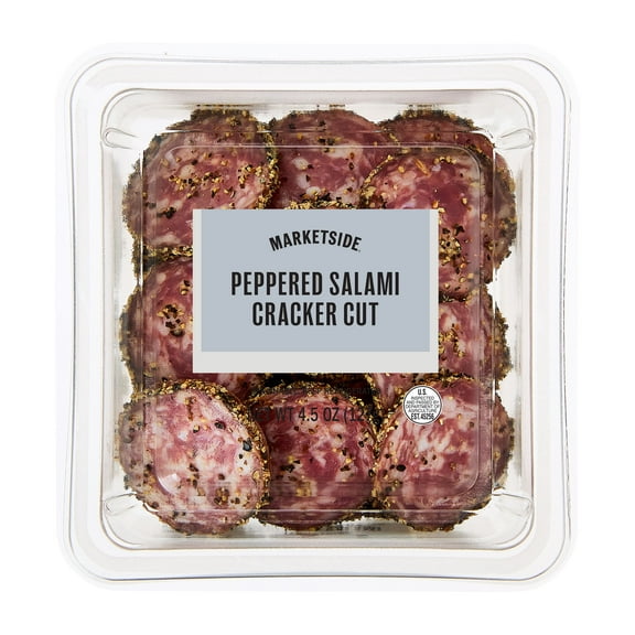 Marketside Peppered Salami Cracker Cut,7g Protein per Serving, 4.5oz Plastic Cup (Refrigerated)