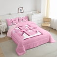 thumbnail image 3 of Manfei Kids Personalized Initial E 3pcs Full Comforter Set - Kawaii Pink Bow Princess, 3 of 8