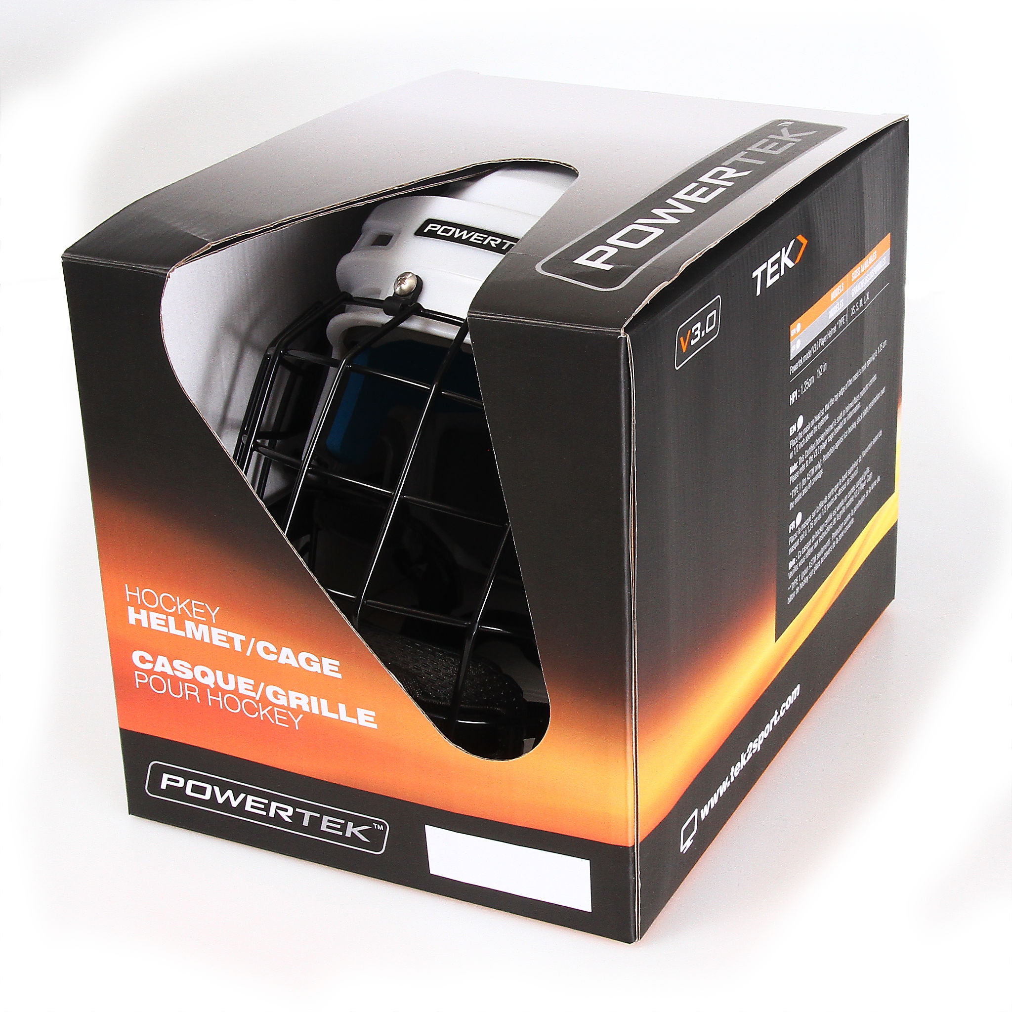 V3.0 Powertek White Helmet with Cage - SR Large