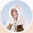 thumbnail image 5 of XIAOCHA Women’S Hooded‑Scarf Beanie，Faux‑Fur‑Trim Hats，Fall‑Winter Outdoor Trapper,Pink, 5 of 6