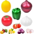 thumbnail image 1 of Lichma 5pcs Caja de almacenamiento de verduras de plástico Limón Cebolla Tomate Pimienta verde y ajo Contenedor de seguro Fruta Alimentos Mantenimiento fresco Reutilizable (5pcs), 1 of 5