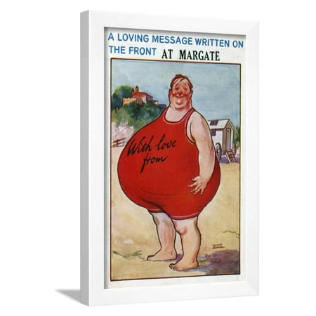 Center Postcard - A Seaside Postcard from Margate, Kent, 20th Century Framed Print Wall Art