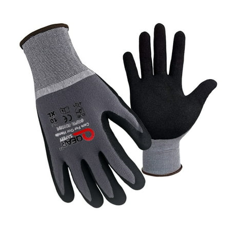 

3Pairs QEAR General Purpose Work Safety Gloves Nitrile Rubber Palm Coated Abrasion Snug Fit Breathable Size Small