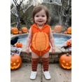 thumbnail image 2 of Cjfdfy Newborn Baby Boy Girls Halloween Costume Outfit Pumpkin Bat Cat Hooded Sleeveless Zipper Romper With Stripe Socks Infant Cute Animal Warm Hooded Sleeveless Jumpsuit 0-2Y, 2 of 9