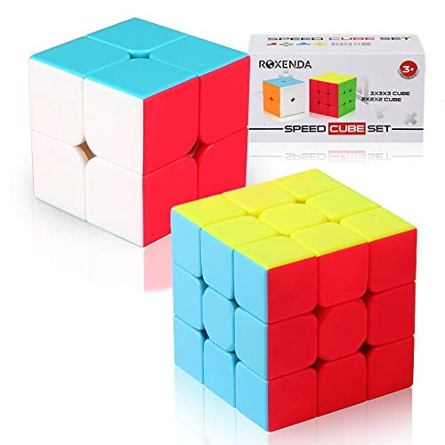 ROXENDA Speed Cube Set Magic Cube Bundle of Gold Mirror S Cube and Silver Wind 