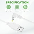 thumbnail image 4 of 2Pcs 3.3ft USB A Type 4 x 1.7mm L-Shaped Head Power Connector, White, 4 of 7