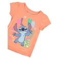 thumbnail image 2 of Disney Lilo & Stitch Girls' Aloha T-Shirt Color: coral Size: 2t, 2 of 3