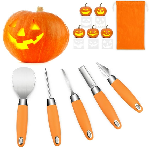 Pumpkin Carving Kit Tools, Professional Beginners Heavy Duty Stainless Steel Sets Manual Knife with Carrying Bag