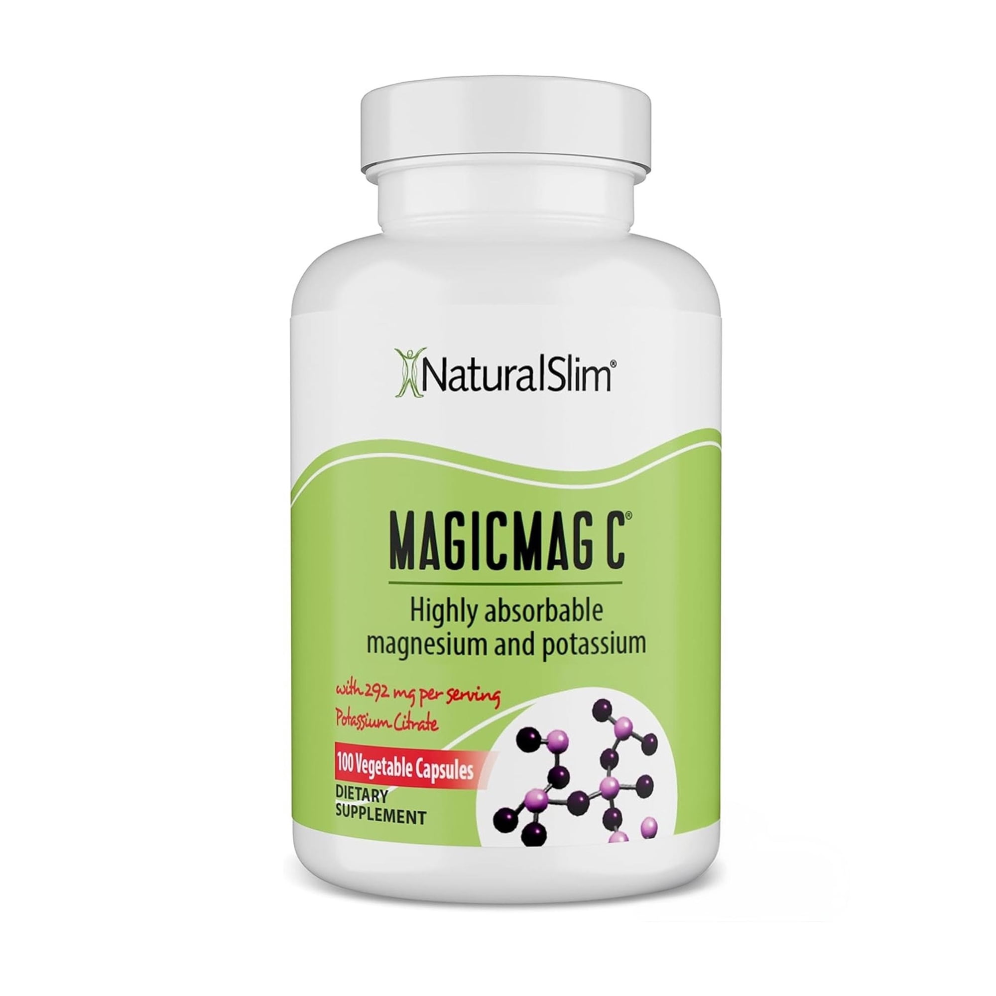 MagicMag C by NaturalSlim, Magnesium Citrate Capsules for Muscle Relaxation, Sleep Quality, Nerve Function & Electrolyte Support, Daily Magnesium Supplement for Men and Women, 100 Capsules, 1 Pack