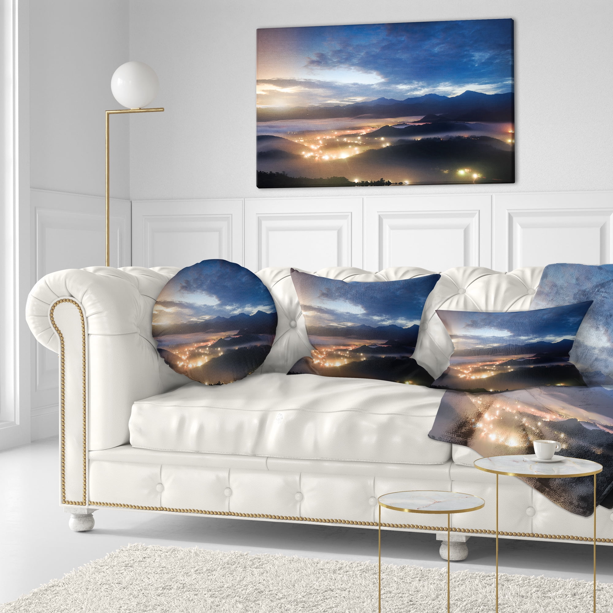 Designart Blue Cloudy Summer Sunrise - Landscape Photo Throw Pillow - 12x20