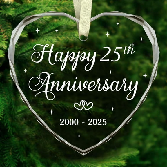 Happy 25th Anniversary Ornament 2025 - Christmas Ornament for 25th Anniversary - Silver Anniversary - 25th Wedding Ornament - 25 Year of Marriage Gifts for Couple - Gift for Husband Wife