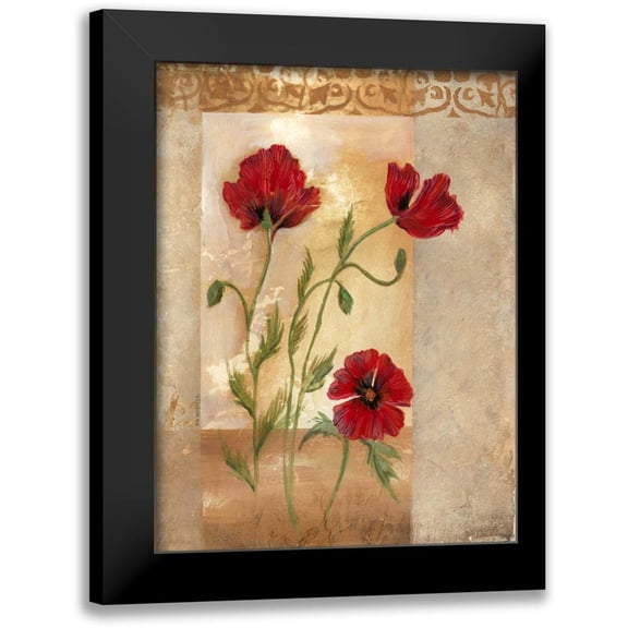 Cuozzo, Marianne D. 12x14 Black Modern Framed Museum Art Print Titled - Red Poppies IV