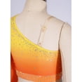 thumbnail image 6 of iiniim Girls Lyrical Dance Outfit One Shoulder Long Puff Sleeve Crop Top With Applique Asymmetrical Skirt Set Orange 10, 6 of 7