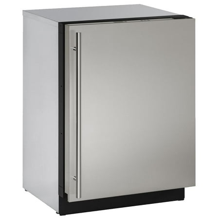 U-3024FZRS-00A 24 Upright Freezer with 4.5 cu. ft. Capacity Right Hinge Convection Cooling U-Select Control LED Lighting 4 Leveling Legs and 3 Baskets in Stainless Steel