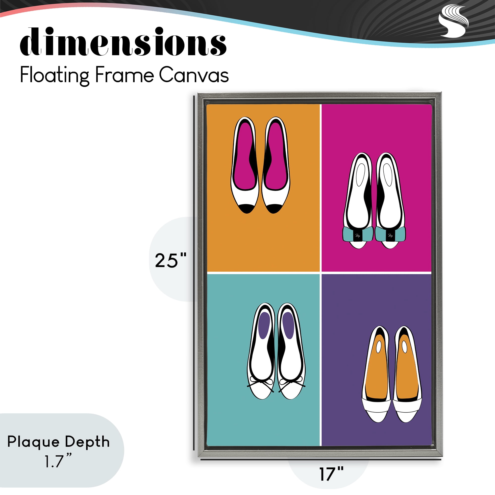 Stupell Industries Bold Pop Trendy Flats Gray Framed Floater Canvas Wall Art, design by Martina Pavlova