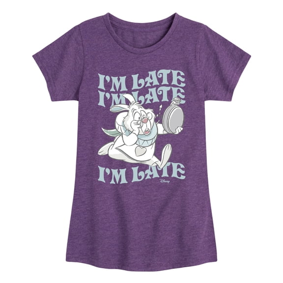 Alice in Wonderland - I'm Late White Rabbit - Youth Girls Fitted Short Sleeve T-Shirt