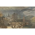 thumbnail image 2 of Joseph Mallord William Turner 24x17 Black Ornate Framed Double Matted Museum Art Print Titled: A View of Boppart, with Figures on the River Bank (1817), 2 of 5