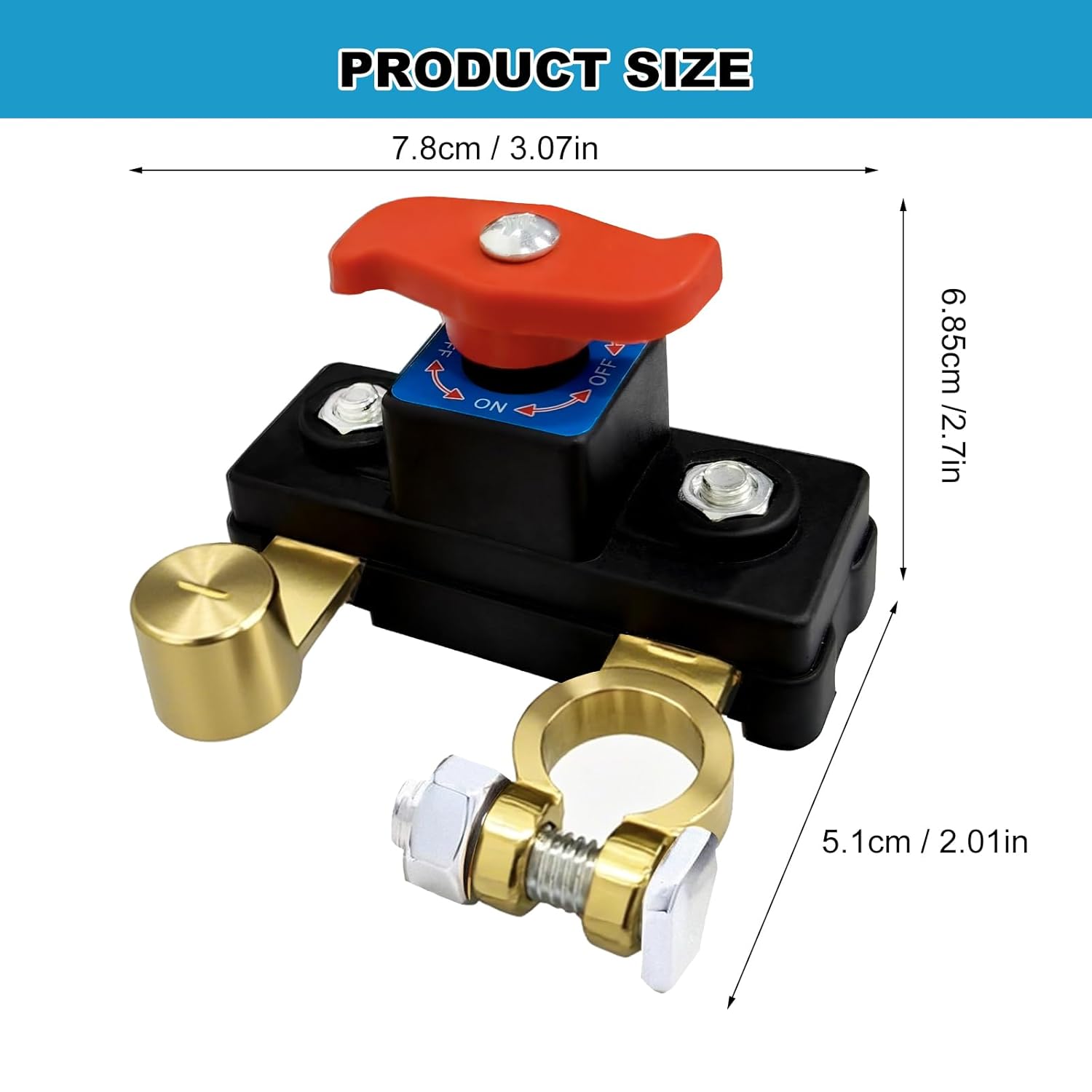 Car Battery Power Cut-Off Switch Breaker, Pure Copper Stable Transmission High Conductivity Disconnect Switch Smart Battery Disconnect for Car Truck Boat Rv Supplies