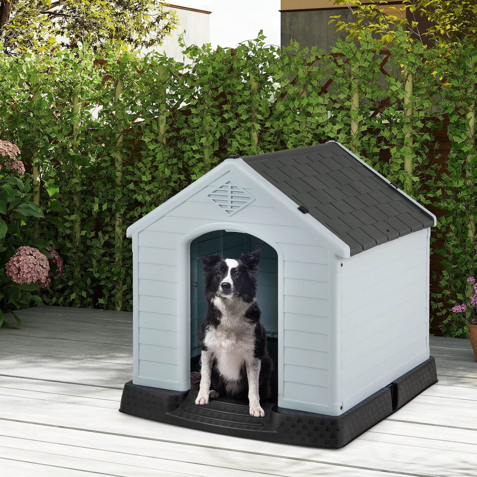 Infans Dog House Pet Puppy Shelter Waterproof Indoor/Outdoor Ventilate Gray