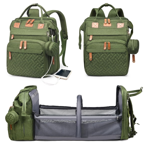 Mochila pañalera Astro alan Green impermeable con carga USB