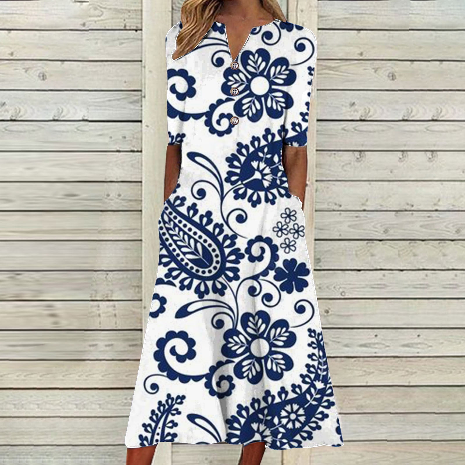 Finelylove Sexy Dresses Short Dresses VNeck Printed Short Sleeve