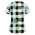 thumbnail image 4 of Womens Irish Shamrock Scrub Tops Short Sleeve V Neck Printed Workwear Shirt Casual Holiday Nursing Uniform with Pockets 2026 Light Blue 2XL, 4 of 5