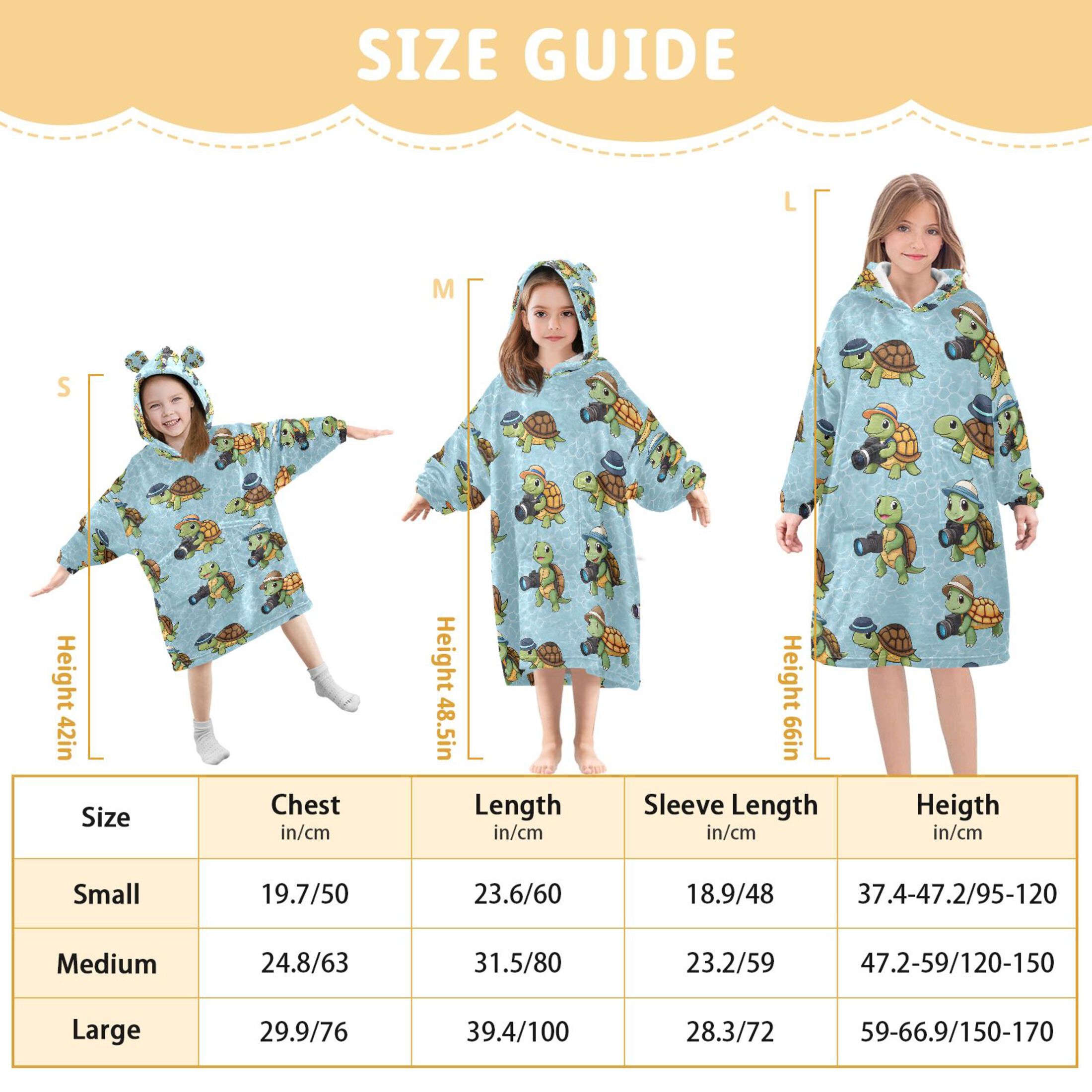 joogoo Wearable Blanket Hoodie for Cute Turtle Camera Flannel Sherpa Pocket 3-14 YR S