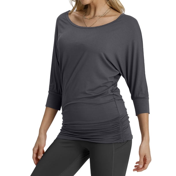 Blusa Match para Mujer con Mangas 3/4 y Fruncido Lateral Gris XL