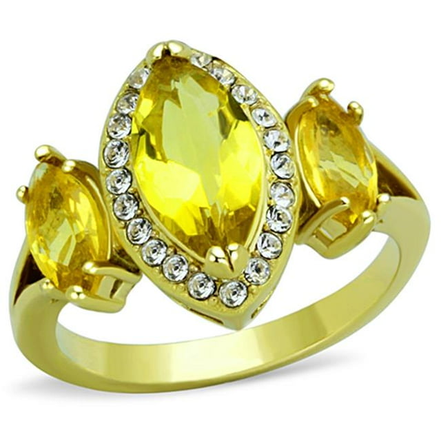 Alamode TK1578-5 Bague en Acier Inoxydable Or IP pour Femmes avec Topaze Synthétique - Taille 5