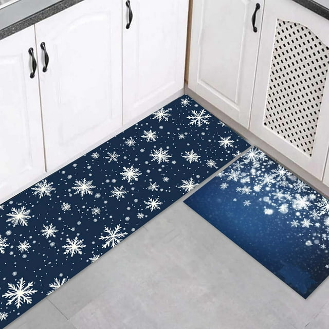 Christmas Kitchen Carpet And Mat Set 2 Pieces Of Kitchen Home Winter Floor Mat Floor Decoration