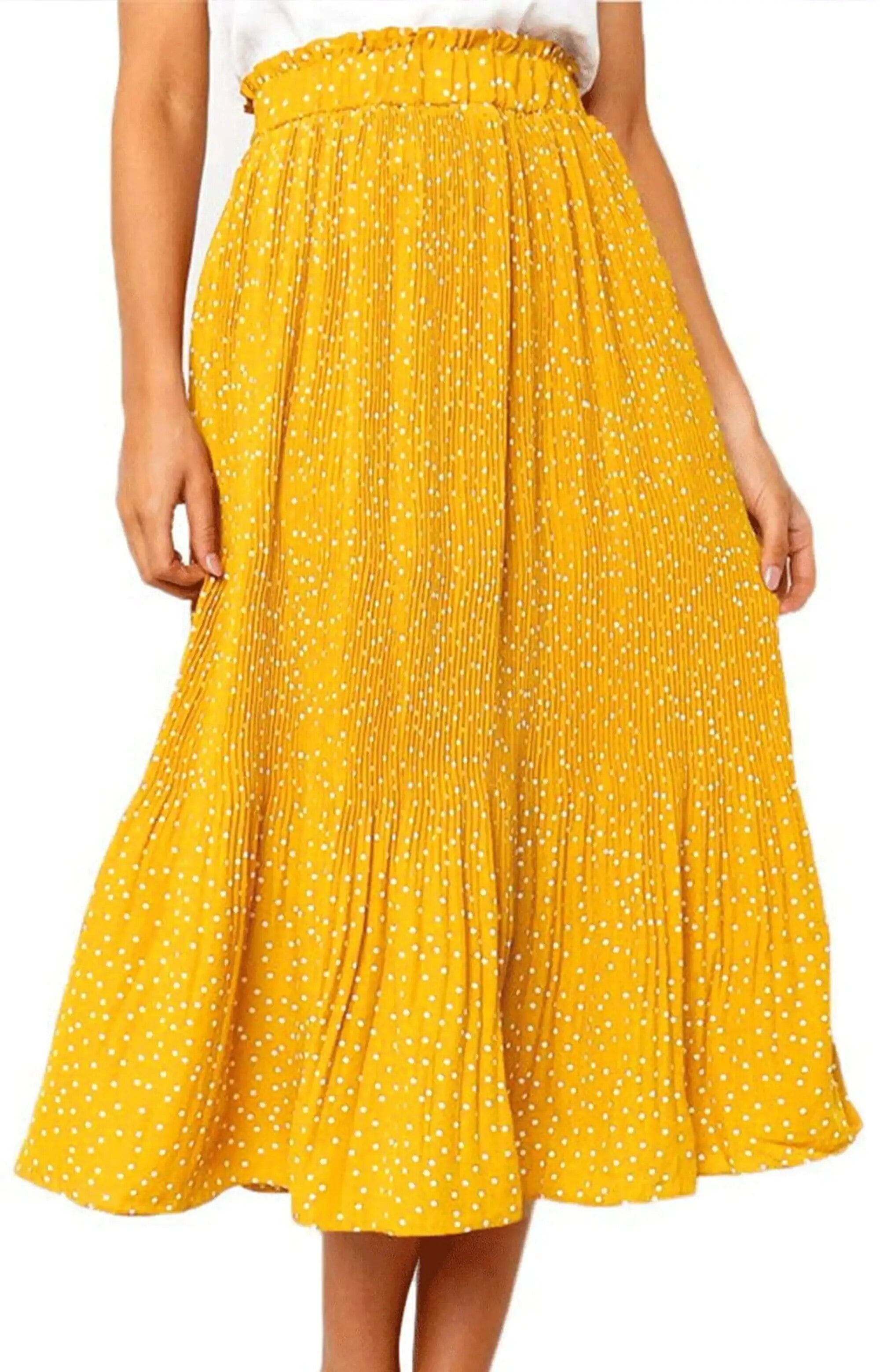 Fantaslook Women's Elastic High Waist Polka Dot Midi Skirt