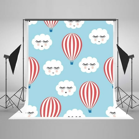 Greendecor Polyster 5x7ft Cartoon Clouds Fire Balloons Baby Shower Greendecor Polyster 5x7ft Cartoon Clouds Fire Balloons Baby Shower