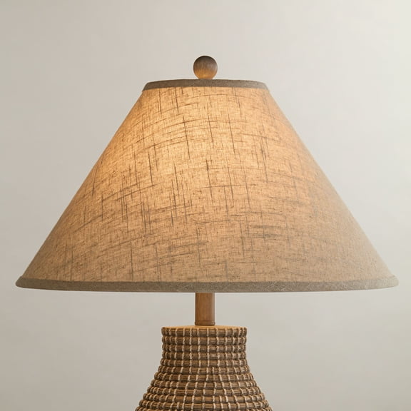 Springcrest Fine Burlap Large Empire Lamp Shade 6" Top x 19" Bottom x 10.5" High x 12" Slant (Spider) Replacement with Harp and Finial