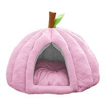 Cozy Pumpkin Cat Cave Bed with Removable Cushion - Warm Enclosed Indoor Cat House for Kittens and Small Dogs, Cute Seasonal Hideaway Sleep Tent Pet Bed