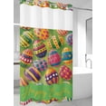 thumbnail image 2 of No Hook Shower Curtain with Snap-in Liner, Easter Waterproof Fabric Bathroom Curtains, Farmhouse Green Spring Watercolor Flowers Eggs Bath Curtains & Mesh Top Window Stand Up Stall 36"x72", 2 of 9