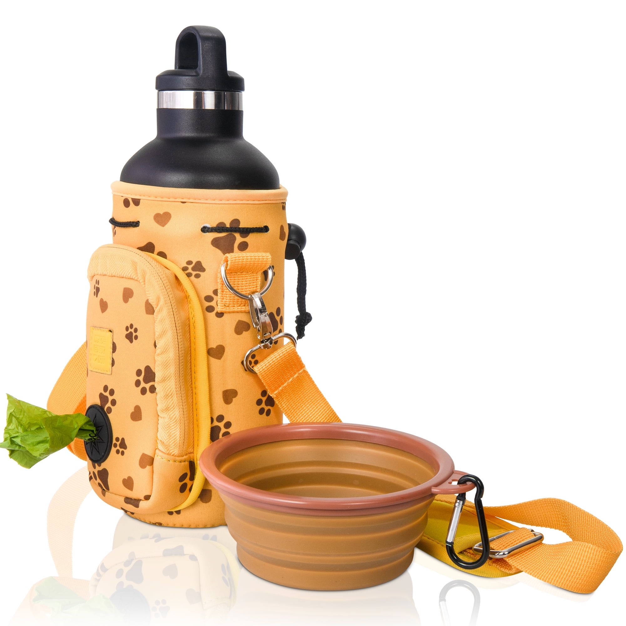 Made Easy Kit Water Bottle Carrier with Pocket for Dog Poop Waste Bags