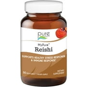 Angle View: MyPure Reishi Organic Mushroom Supplement - 100% Real Mushroom Extract for Immune System Support, Combat Stress, Build Energy by Pure Essence - 30 Capsules