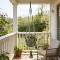 thumbnail image 6 of Woven Plant Hanger Macrame Basket, DIY Cotton Rope Hanging Net for Flower Pots Indoor Outdoor Home Decor, Green Plant Holder, 6 of 6