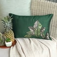 thumbnail image 4 of The HomeCentric Euro Pillow Sham, Decorative Pillow Covers Pack of 2, 12"x26" (30x65 cm) Green, Silk Rectangular Pillow Covers, Handmade Pillow Covers - All About Leaves, 4 of 10