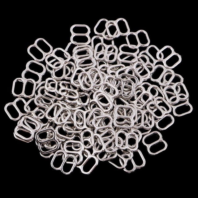 Qucyy 100pcs Silver Metal Bra Band Rings/Sliders/Hooks Underwear Adjusters for Crafts Sliders 6mm Pieces Silver Metal Bra Band Rings Size mm Hooks Underwear Adjusters for Crafts Sewing Buttons