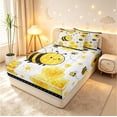 thumbnail image 2 of Erosebridal Cute Bee Zipper Full Size Comforter Sets with Fitted Sheet and 2 Pillowcases,Kawaii Daisy Floral Zipper Bedding Set,White Silver,Black Reversible,4pcs, 2 of 8